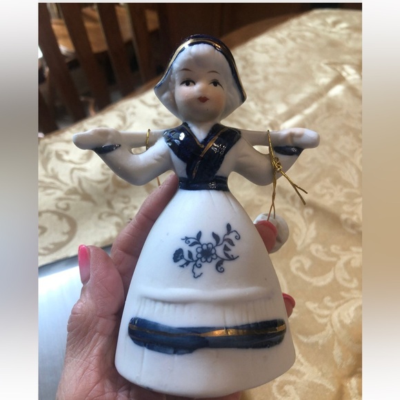 Porcelain Dutch Milk Maid Water Girl Figurine Bell - Picture 2 of 9
